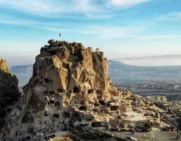 Panorama del Castello di Uchisar nel Tour Rosso della Cappadocia