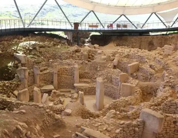 Ancient stone pillars at Gobeklitepe on an Eastern Turkey tour