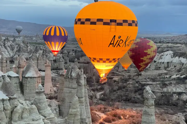 Hot air balloons over Love Valley Cappadocia