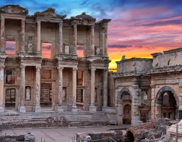 Historic atmosphere night colors at Celsus Library Ephesus