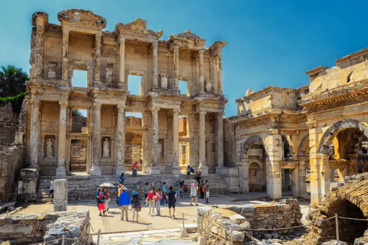 Historic stone entrance Roman Arch Gate Ephesus