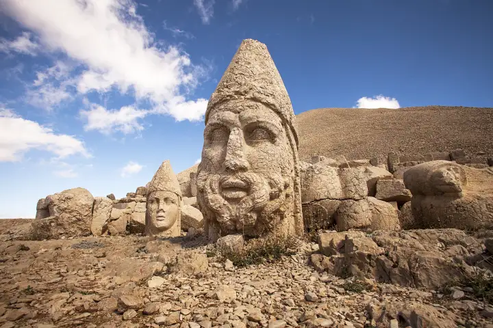 Sunset light on colossal god heads at Nemrut Hierothesion