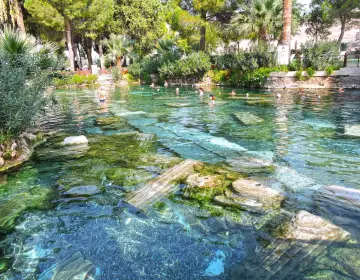 Crystal clear water of Cleopatra Antique Thermal Pool Pamukkale