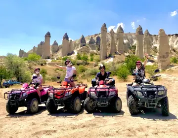 ATV quad bike tour group in Cappadocia valleys