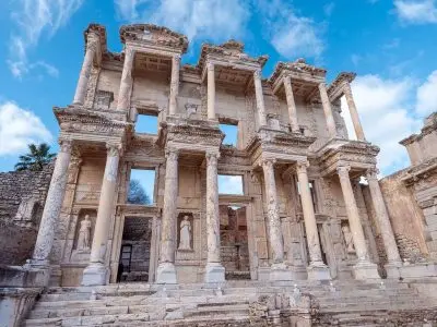 Ancient columns at Temple of Artemis historic site Ephesus