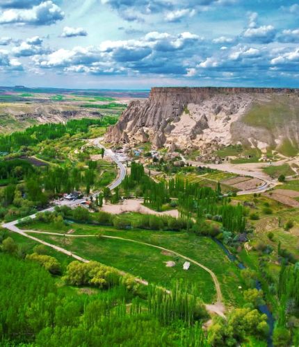Cave church entrance in Ihlara Valley canyon