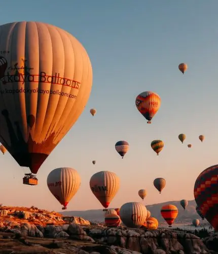 Golden hour hot air balloon flight Cappadocia