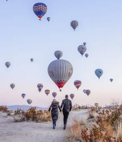 Viewpoint of balloons over White Valley Cappadocia