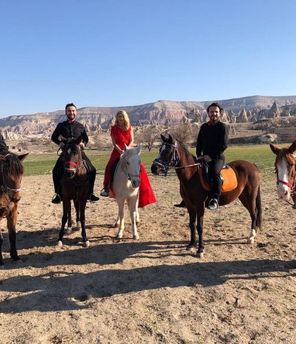 Guided horse tour through Cappadocia landscape