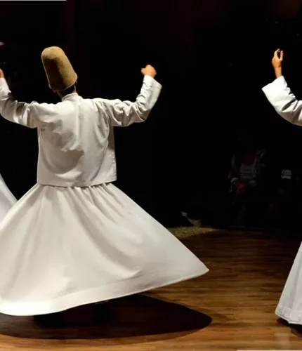 Whirling Dervishes spinning in spiritual performance