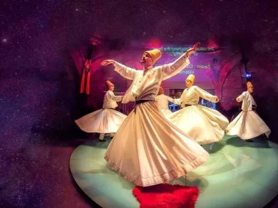 Whirling Dervish dancer in traditional white costume